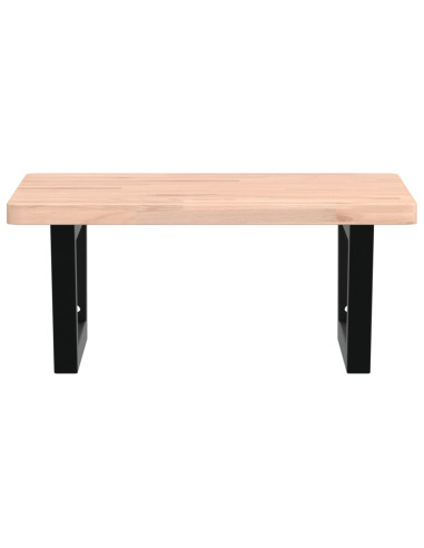 Ripiano a Parete per Lavabo in Acciaio e Massello di Faggio