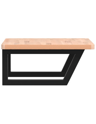 Ripiano a Parete per Lavabo in Acciaio e Massello di Faggio