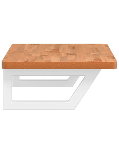 Ripiano a Parete per Lavabo in Acciaio e Massello di Faggio