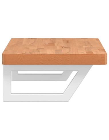 Ripiano a Parete per Lavabo in Acciaio e Massello di Faggio