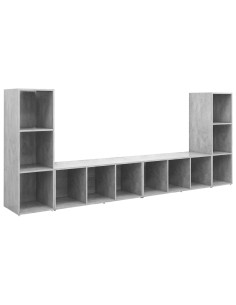 Mobili TV 4 pz Grigio Cemento 107x35x37 cm in Legno Multistrato