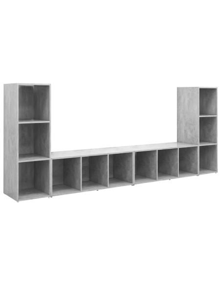 Mobili TV 4 pz Grigio Cemento 107x35x37 cm in Legno Multistrato