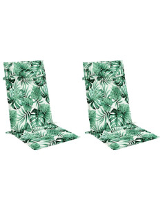 Cuscini Sedia Schienale Alto 2 pz Motivo Foglie Tessuto Oxford 2