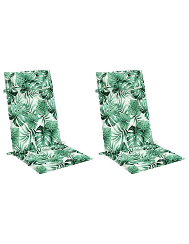 Cuscini Sedia Schienale Alto 2 pz Motivo Foglie Tessuto Oxford