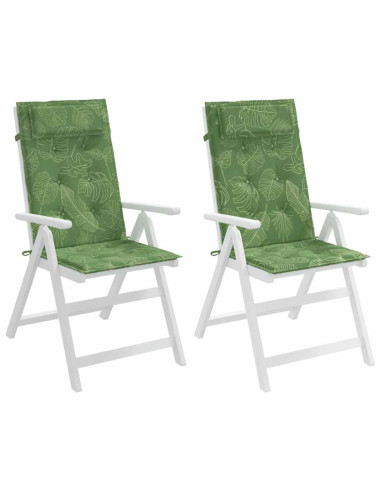 Cuscini Sedia Schienale Alto 2 pz Motivo Foglie Tessuto Oxford