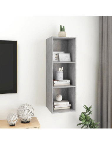 Mobile TV a Parete Grigio Cemento 37x37x107cm Legno Multistrato