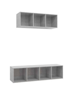 Set Porta TV 2 pz Grigio Calcestruzzo in Truciolato