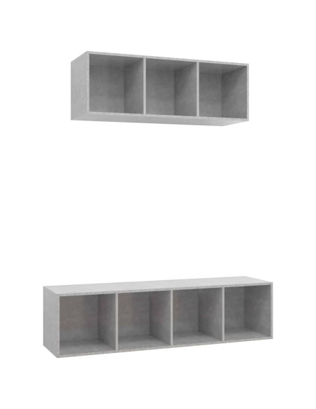 Set Porta TV 2 pz Grigio Calcestruzzo in Truciolato