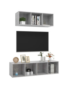 Set Porta TV 2 pz Grigio Calcestruzzo in Truciolato 2