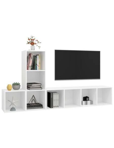 Set Mobile TV 3 pz Bianco in Truciolato