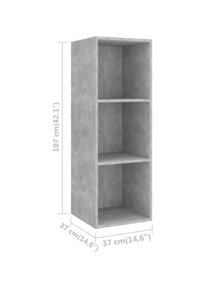 Set Porta TV 3 pz Grigio Cemento in Truciolato