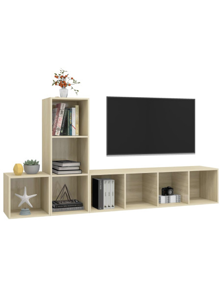 Set Porta TV 3 pz Rovere Sonoma in Truciolato
