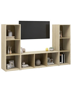 Mobili TV 3 pz Rovere Sonoma 107x35x37 cm in Truciolato 2