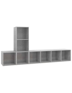 Set Porta TV 3 pz Grigio Cemento in Truciolato