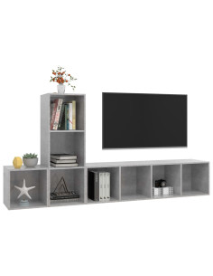 Set Porta TV 3 pz Grigio Cemento in Truciolato 2