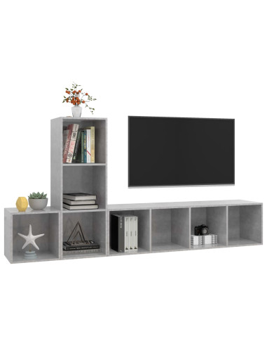 Set Porta TV 3 pz Grigio Cemento in Truciolato