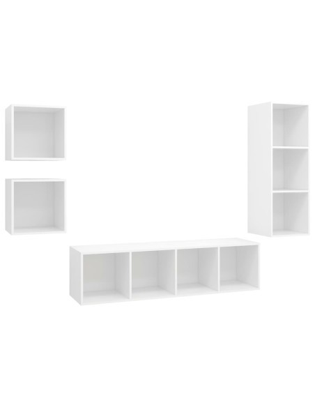 Set Mobile TV 4 pz Bianco in Truciolato