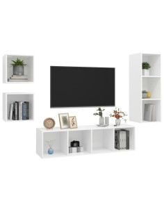 Set Mobile TV 4 pz Bianco in Truciolato 2