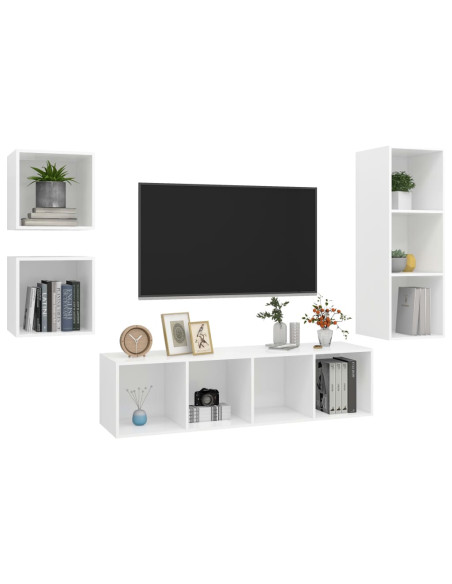 Set Mobile TV 4 pz Bianco in Truciolato