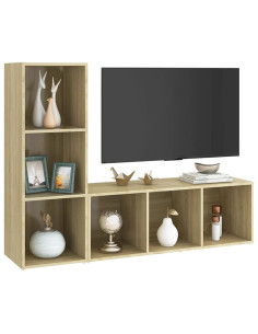 Mobili TV 2 pz Rovere Sonoma 107x35x37 cm in Truciolato 2