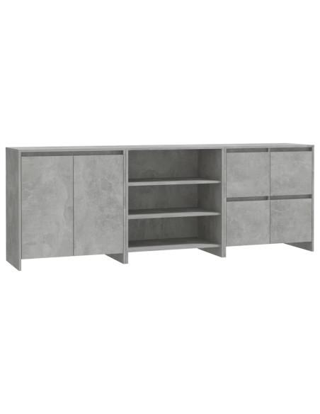 Credenze 3 pz Grigio Cemento in Legno Multistrato