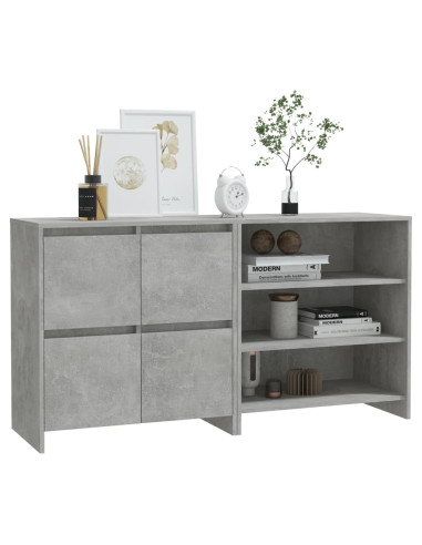 Credenze 2 pz Grigio Cemento in Legno Multistrato