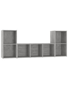 Set Mobile TV 3 pz Grigio Cemento in Legno Multistrato