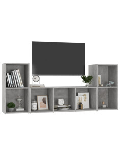 Set Mobile TV 3 pz Grigio Cemento in Legno Multistrato 2