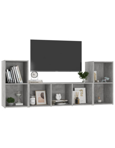 Set Mobile TV 3 pz Grigio Cemento in Legno Multistrato