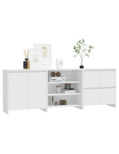 Credenze 3 pz Bianche in Legno Multistrato