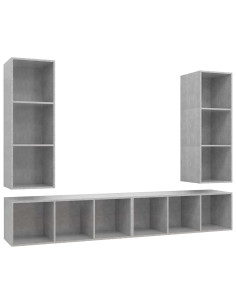 Mobile TV a Parete 4 pz Grigio Cemento in Truciolato 2