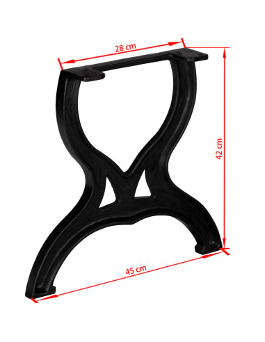 Gambe per Tavolino da Caffè 2 pz a Forma di X in Ghisa