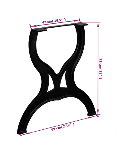 Gambe per Tavolo da Pranzo 2 pz a Forma di X in Ghisa
