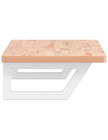 Ripiano a Parete per Lavabo in Acciaio e Massello di Faggio