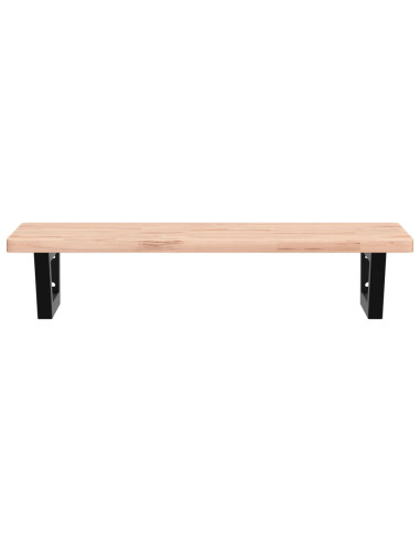 Ripiano a Parete per Lavabo in Acciaio e Massello di Faggio