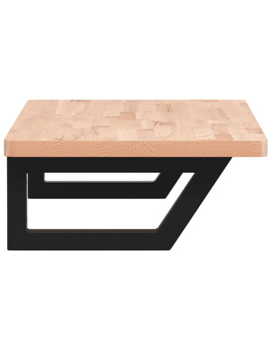 Ripiano a Parete per Lavabo in Acciaio e Massello di Faggio