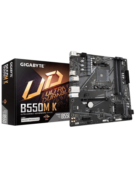 GIGABYTE B550M K Scheda madre - CPU AMD Ryzen 5000, fino a 4733 MHz DDR4, 1xPCIe 4.0 + 1xPCIe 3.0 M.2, LAN 1GbE, USB 3.2 Gen 1