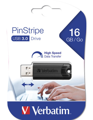Verbatim PinStripe 3.0 - Memoria USB 3.0 da 16 GB  - Nero