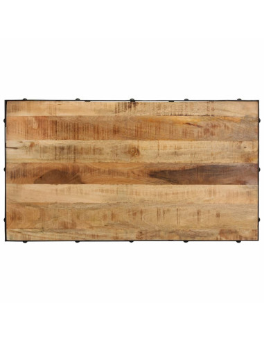 Tavolino da Salotto con Ruote Legno Massello Mango 100x55x26 cm
