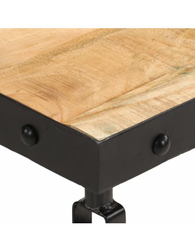 Tavolino da Salotto con Ruote Legno Massello Mango 100x55x26 cm