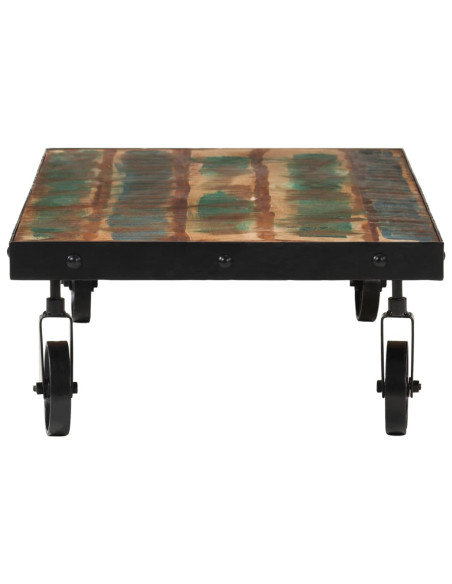 Tavolino Salotto con Ruote Legno Massello Recupero 100x55x26 cm