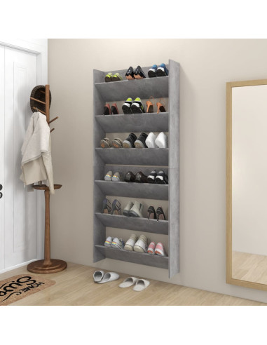 Scarpiere Muro 2pz Grigio Cemento 80x18x90cm Legno Multistrato