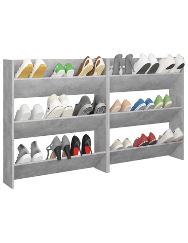 Scarpiere Muro 2pz Grigio Cemento 80x18x90cm Legno Multistrato