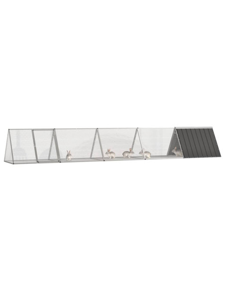 Gabbia per Conigli Antracite 504,5x80,5x71 cm Acciaio Zincato
