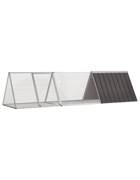 Gabbia per Conigli Antracite 302,5x80,5x71 cm Acciaio Zincato