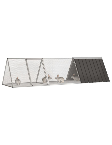 Gabbia per Conigli Antracite 302,5x80,5x71 cm Acciaio Zincato