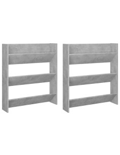 Scarpiere Muro 2pz Grigio Cemento 80x18x90cm Legno Multistrato