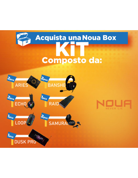 BOX NOUA TASTIERA MOUSE CUFFIA EAR TAPPETINO SUPPORTO NB BOX PROVAMI