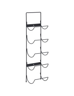 Portavini da Parete per 5 Bottiglie Nero in Ferro