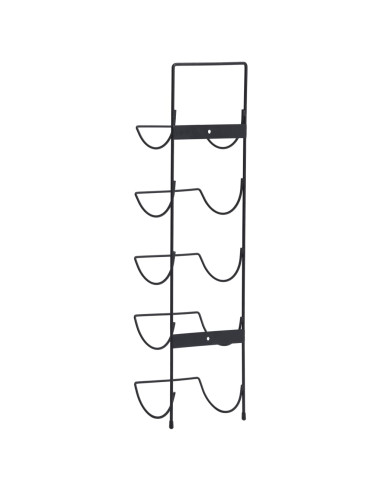 Portavini da Parete per 5 Bottiglie Nero in Ferro